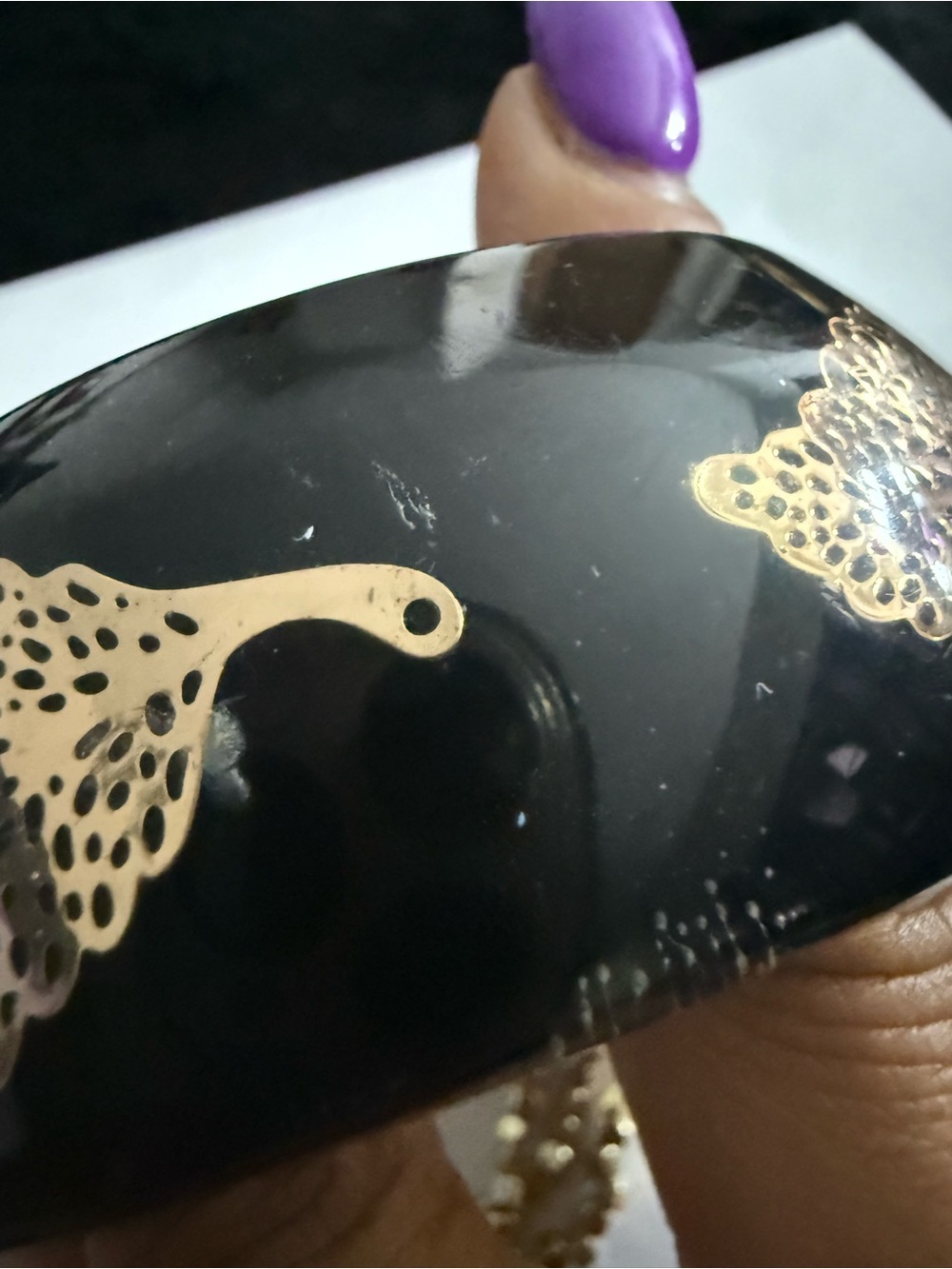 Velvet Theory Black Gold Cameo Jewelry Bundle Necklace Earrings Bracelet Brooch - Picture 10 of 13